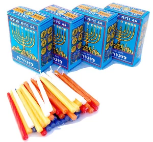 Lot de 4 bougies de menorah juive Hanoukka-Hanoukka fabriqué en Israël. Neuf - Photo 1 sur 5