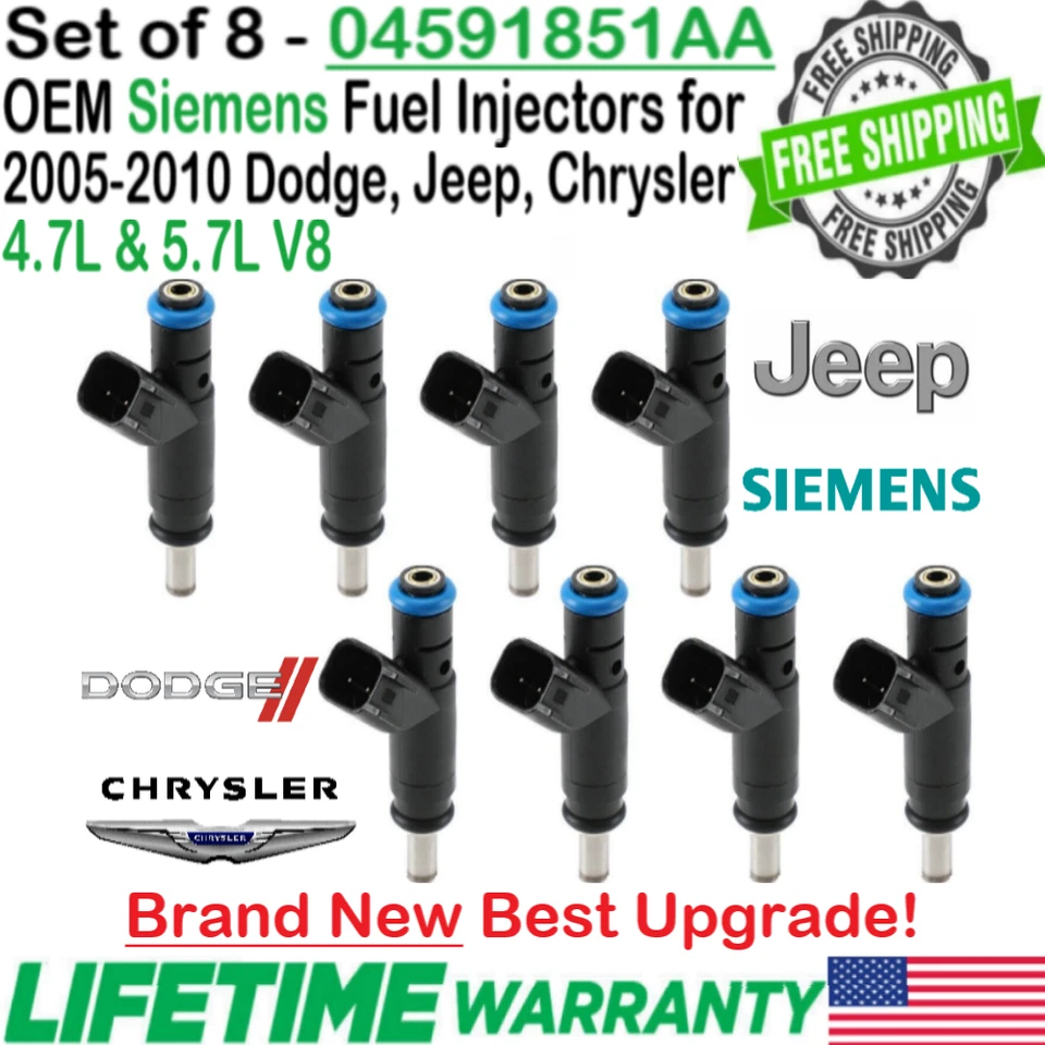 New x8 Siemens Best Upgrade OEM Fuel Injectors For 2006-08 Dodge Charger 5.7L V8 - Imagem 1 de 4