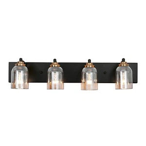 Amber Glass Wall Lamp 4-Lights Vanity Light Over Mirror Wall Sconce Lighting - Picture 1 of 20