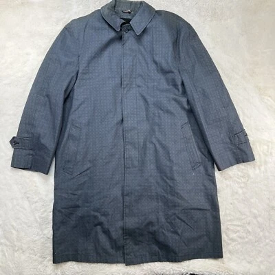 Trench coat Park Avenue padrão quadrado tamanho 40 Reg azul/preto | Fabricado no Japão - Imagem 1 de 4