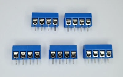 4-Pin Screw Terminal Block Connector - Blue 5 Pack - PCB Mount - UK - Free P&P - Image 1 of 4