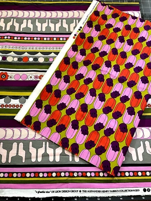 Rare 2 FQ Ghastlie BULB & TRIM De Leon Alexander  Floral Cotton Quilt Fabric OOP - Image 1 of 3