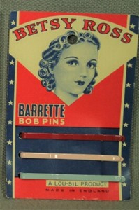 Vintage old Betsy Ross Barrette Bob Pins bobby pins made in England on card