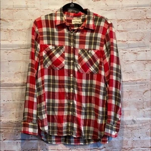 RL Denim & Supply red plaid flannel button downph Lauren Large L Long sleeve - Picture 1 of 7