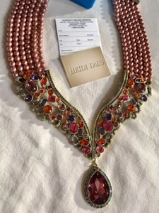 NEW Heidi Daus Femmeistia 6 Strand Pink Simulated Pearl Crystal Drop Necklace MG - Picture 1 of 4