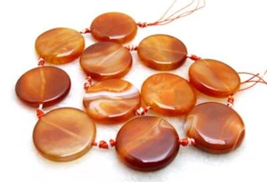 28mm Round Coin Natural Red Agate Loose Beads for Jewelry Making Strand 15" - Picture 1 of 5