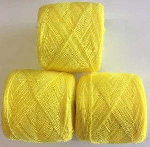 Crystal Lace yarn Color 177 Yellow. Acrylic /Rayon. 900 yards Each.1 lot of 3. - Picture 1 of 3