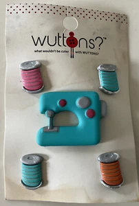 New Wuttons Buttons Sewing Machine & Spools Of Thread Featherweight ? Multicolor - Picture 1 of 3