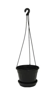 140mm Hanging Basket Pot with Saucer (Black) x 20sets - Indoor Outdoor Plants - Picture 1 of 3