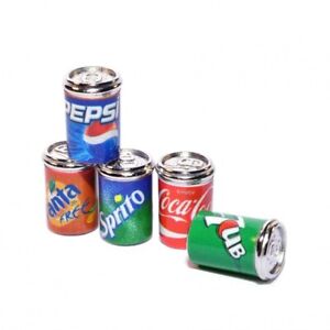 Dolls House Soft Drinks Metal Cans x 5 Kitchen Shop Miniature 1:12th Scale