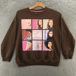 Hybrid Apparel Barbie Sweatshirt Top Womens Youth L Brown Casual Long Sleeve NEW - Picture 1 of 19