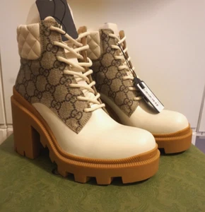 NUEVO BOTÍN GUCCI Apollo GG Supreme plataforma cuero lona 34/4 - Imagen 1 de 6