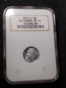 SAMPLE 1959 D 10C NGC FA 00 - Silver Roosevelt Dime - Old Thick Style Holder!
