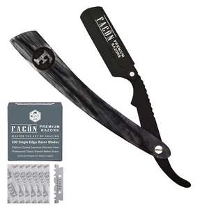 100 BLADES + CLASSIC STAINLESS STEEL STRAIGHT EDGE BARBER RAZOR SALON SHAVETTE - Picture 1 of 10