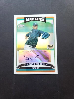 SCOTT OLSEN 2006 Topps Chrome /500 REFRACTOR ROOKIE AUTO RC Marlins #343 SP - Image 1 of 4