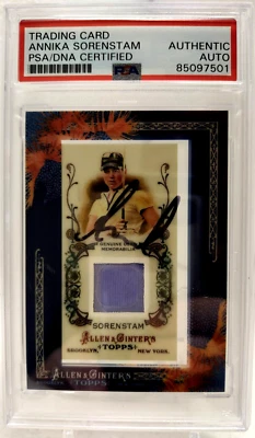 Annika Sörenstam AUTO Worn Framed Memorabilia 2012 Allen & Ginter PSA DNA Signed - Image 1 of 2