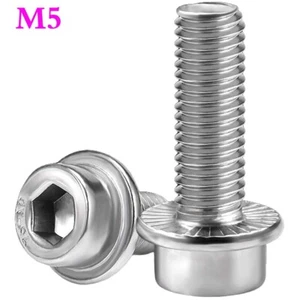 M5 - 0.8 304 Stainless Steel Serrated Flange Hex Socket Head Cap Screws Bolts - Picture 1 of 13