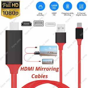 HDMI Mirroring Cable Phone AV to TV HDTV Adapter 1080P for iPhone 13 12 11 SE XR - Picture 1 of 9