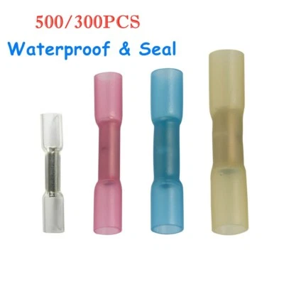 500/300pcs 26-10 AWG Heat Shrink Butt Wire Splice Connectors Crimp Terminals - Image 1 of 4