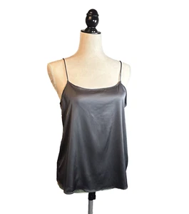 Grade & Gather Camisole Tank S Dark Gray Silky Spaghetti Strap Fairy Grunge - Picture 1 of 15