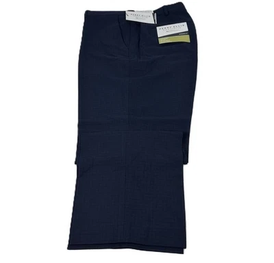 Pantalones de vestir Perry Ellis Portfolio para hombre ajuste moderno resolución elástica azul marino-34/32 Foto 1 de 4
