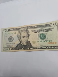 20 dollar bill fancy serial number 12345673 - Picture 1 of 7