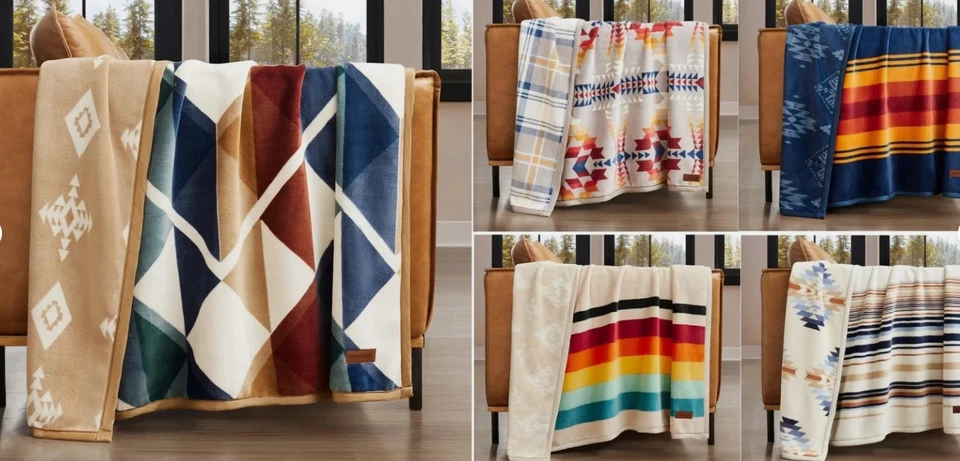 NEW Pendleton Reversible Soft Plush Throw Blanket Polyester 50" x 70" - Image 1 of 4