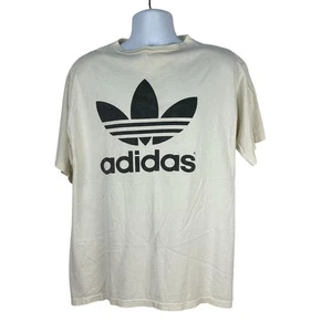 Adidas Originals Trefoil Logo T-Shirt Creme Herren Größe Large Hergestellt in USA Vintage - Bild 1 von 8