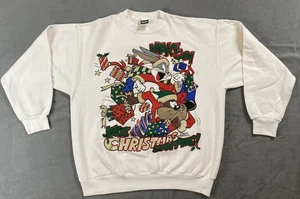 Vintage 1994 Looney Tunes Sweatshirt Bugs Bunny Taz Christmas Tultex USA XL Rare - Bild 1 von 10