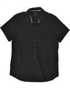 GUESS Mens Short Sleeve Slim Fit Shirt XL Black Polyester BF09 - Picture 1 of 3