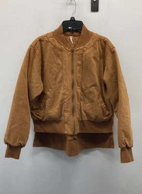 YFB Young Fabulous & Broke Caramel Faux Suede Quilted Bomber Jacket Women's S - Image 1 of 3