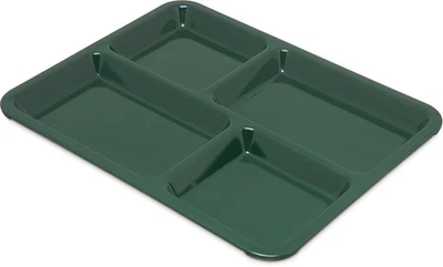 8.5x11 inch 4-Compartment Cafeteria Fast Food Tray Forest Green Right Hand - Image 1 of 4