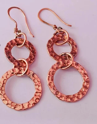 1 Pair Pure Copper Healing Spiral Hook Earrings, Jewelry Spiritual Kriya - Image 1 of 4