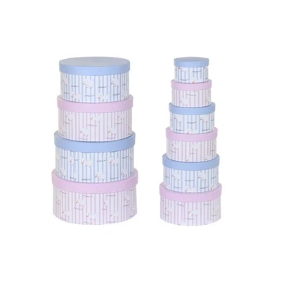 Set di Scatole per Sistemare Impilabili DKD Home Decor Azzurro Rosa Cartone [ - Immagine 1 di 3