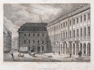 Berlin Stechbahn Original Stahlstich von Müller aus Spiker 1833 Passepartout - Bild 1 von 4