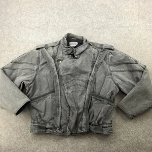 Vintage Porsha Wear Jacke Herren XL grau Acid Wash Denim Motorrad Biker 80er - Bild 1 von 13
