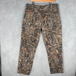 Vintage Camo Jeans Men's 38x32 Denim Hunting Pants Double Knee Guide Gear - Picture 1 of 9