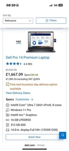 Dell Pro 14 Plus PB14250, Intel Ultra 7, 16GB, 512GB, Dell 3 años. WTY Nuevo Precintado - Imagen 1 de 3