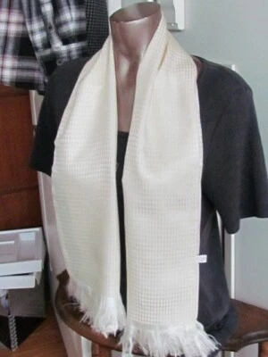 Nueva bufanda de ópera de seda damasco de doble capa vintage con flecos de aviador Art Deco crema Foto 1 de 4