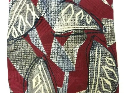 Croft & Barrow Mens Red Gray White Abstract 100% Silk EUC - Image 1 of 3