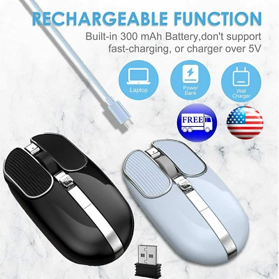 Wireless Mouse With 2.4Ghz USB Optical Silent Slim Laptop Mouse for PC Computer - Image 1 of 4