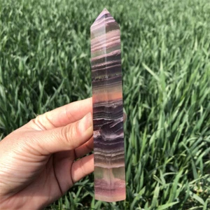 0.26LB Natural Rainbow Fluorite Obelisk Quartz Crystal Wand gift XA6035-05-A - Picture 1 of 17