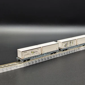 Kato 10-1892 - RhB Rhätische Bahn Rw Flatcar (with Containers) (4-Cars) - Spur N - Imagen 1 de 7