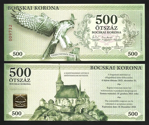Hungary 500 Bocskai Koruna 2017 Currency, UNC, Bird Cover