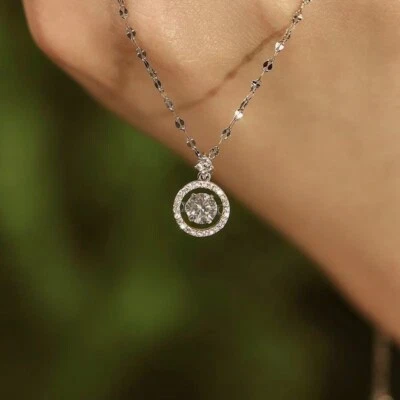 Real VVS1  Moissanite Pendant Necklace Women S925 Silver 18K White Gold Plated - Image 1 of 4