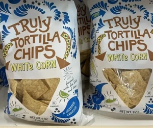 2 Packs Trader Joe’s Truly Tortilla Chips White Corn Seasoned Sea Salt & Lime - Picture 1 of 3
