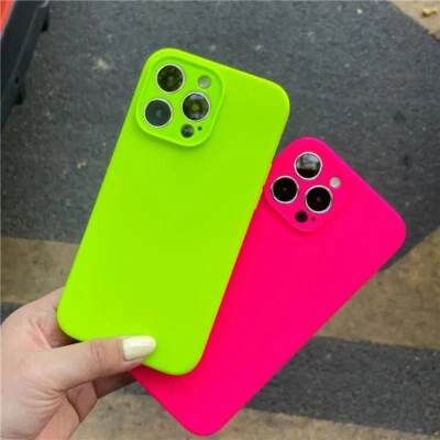 Neon Silicone Fluorescence Case Cover For iPhone 11 12 13 14 15 16 Pro Max New - Image 1 of 4