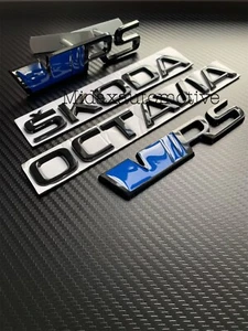 Skoda Octavia Vrs High Gloss Blue Badge Set Uk 🇬🇧 - Picture 1 of 2