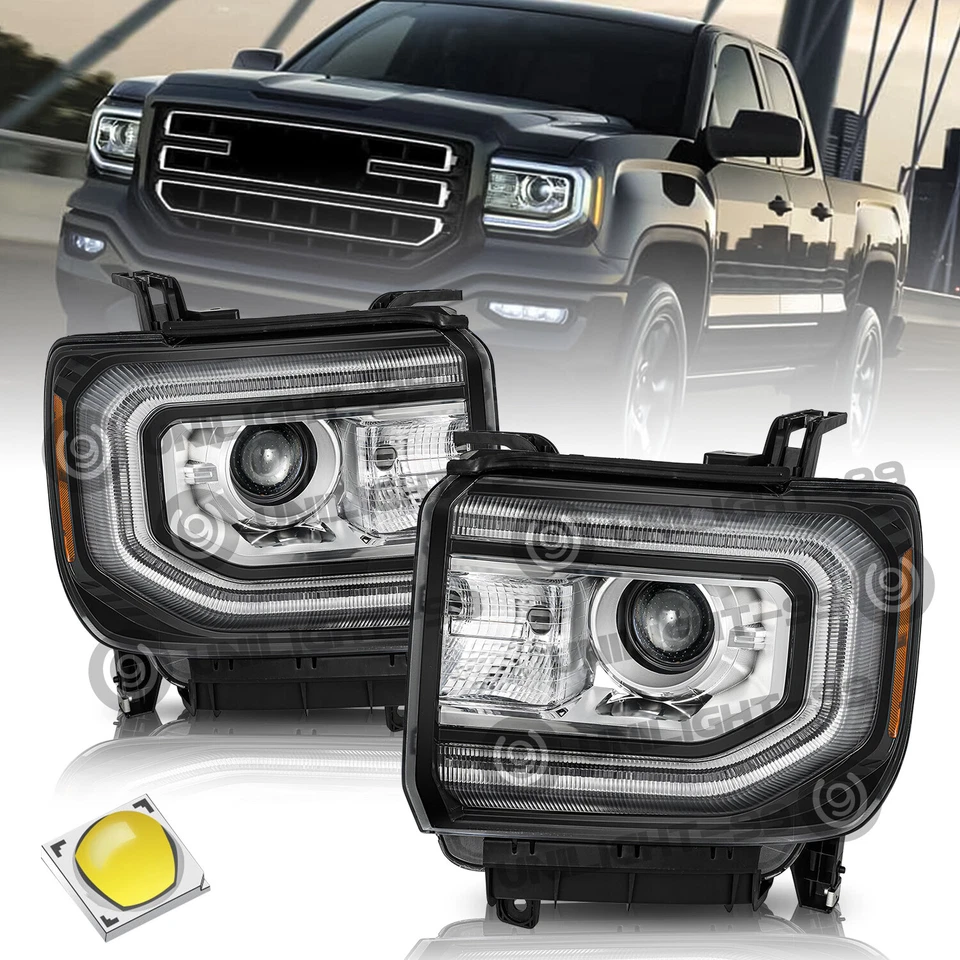 Faros proyectores LED DRL para GMC Sierra 1500 2016-2018 tipo HID/Xenón Foto 1 de 4