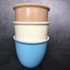 Restaurant Geschirr gesprenkelt braun creme blau Vintage Tasse Schüssel Menge 3 2,75" - Bild 1 von 5